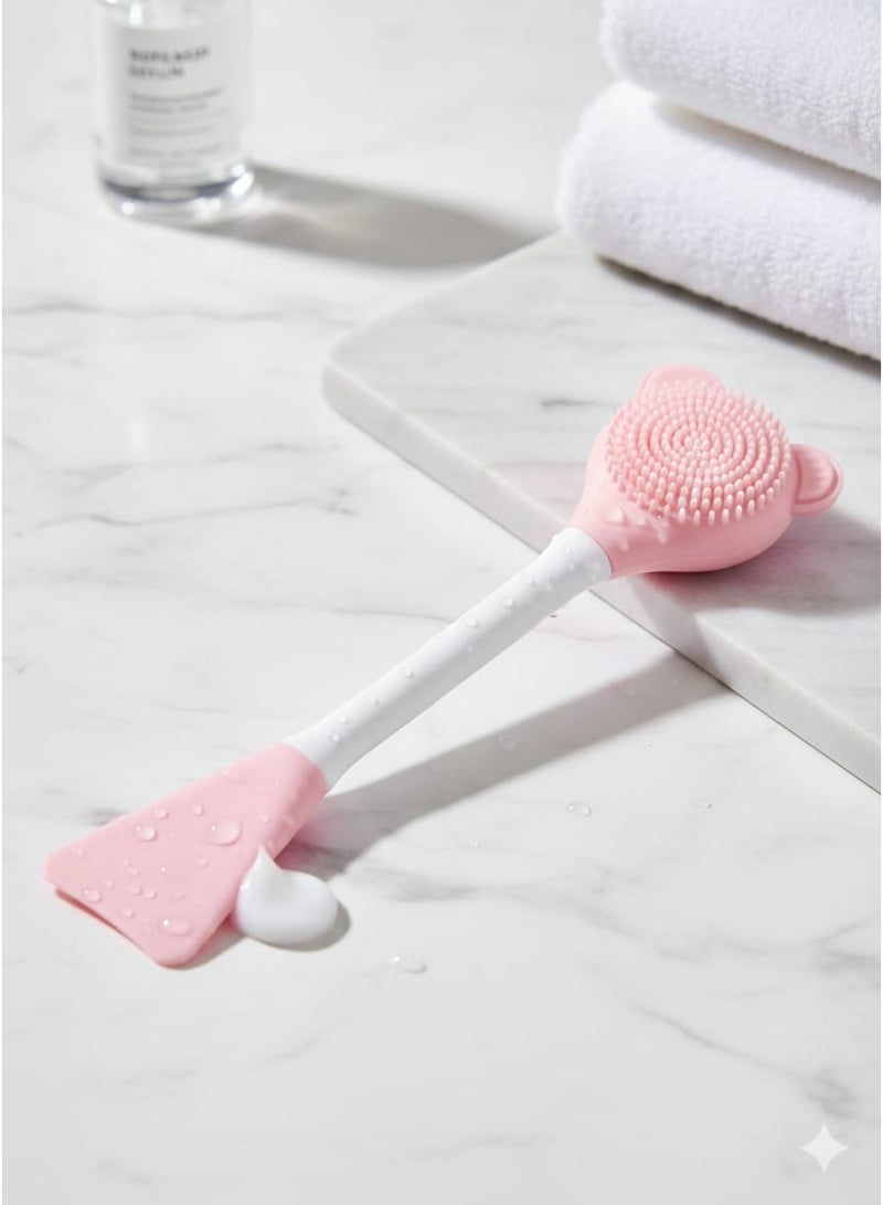 Double silicone facial cleansing brush with mask applicator – deep cleansing and gentle exfoliation for the skin – suitable for all skin types (MULTICOLOUR) - Image 1